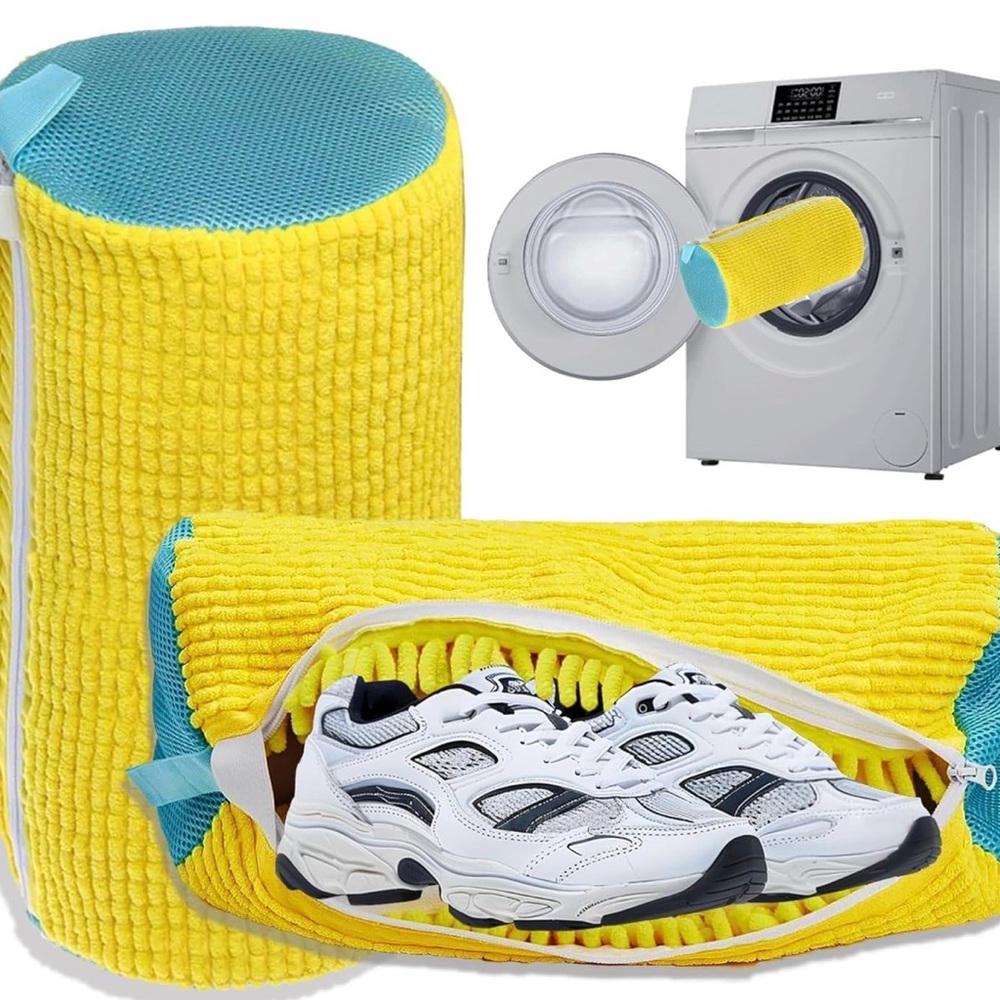 Yellow and Blue Shoe Laundry Bag